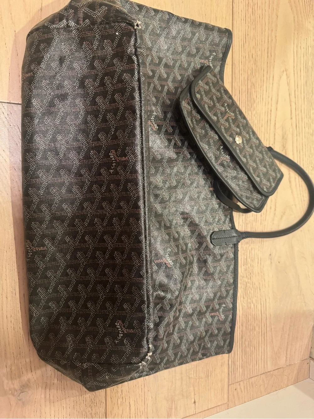 Goyard Black Chevron Saint Louis Tote with Matching Pouch